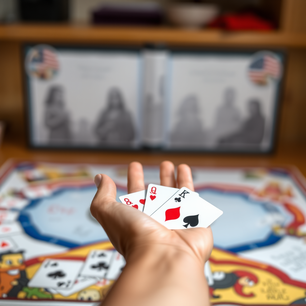 card board game in a hand front of me - Image