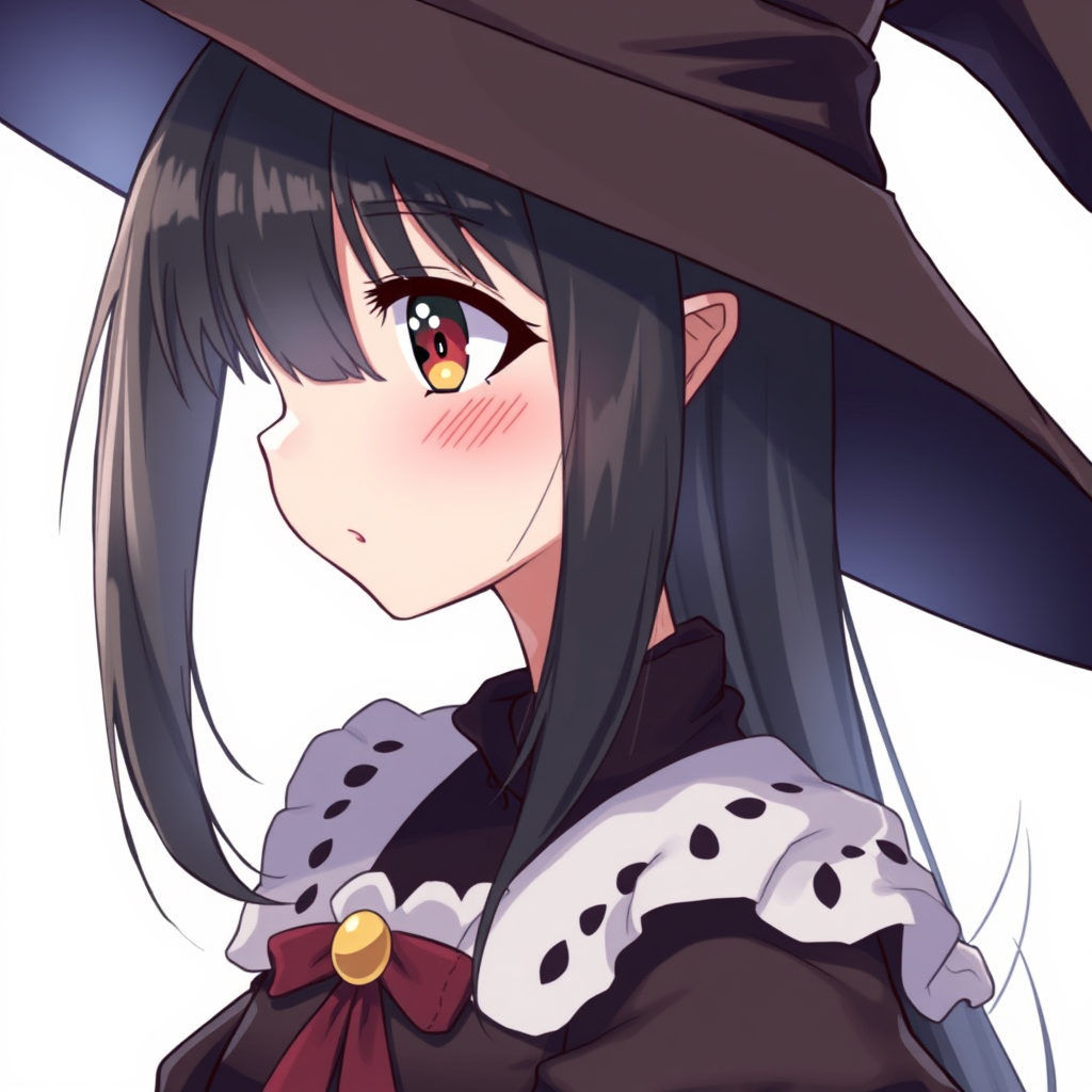 Anime illustration of a motherly woman witch, close-up, hair style, witch dress, natural reflective, detailed body, standing, white background, anime illustration, illustration quality, soft shadows. - Image