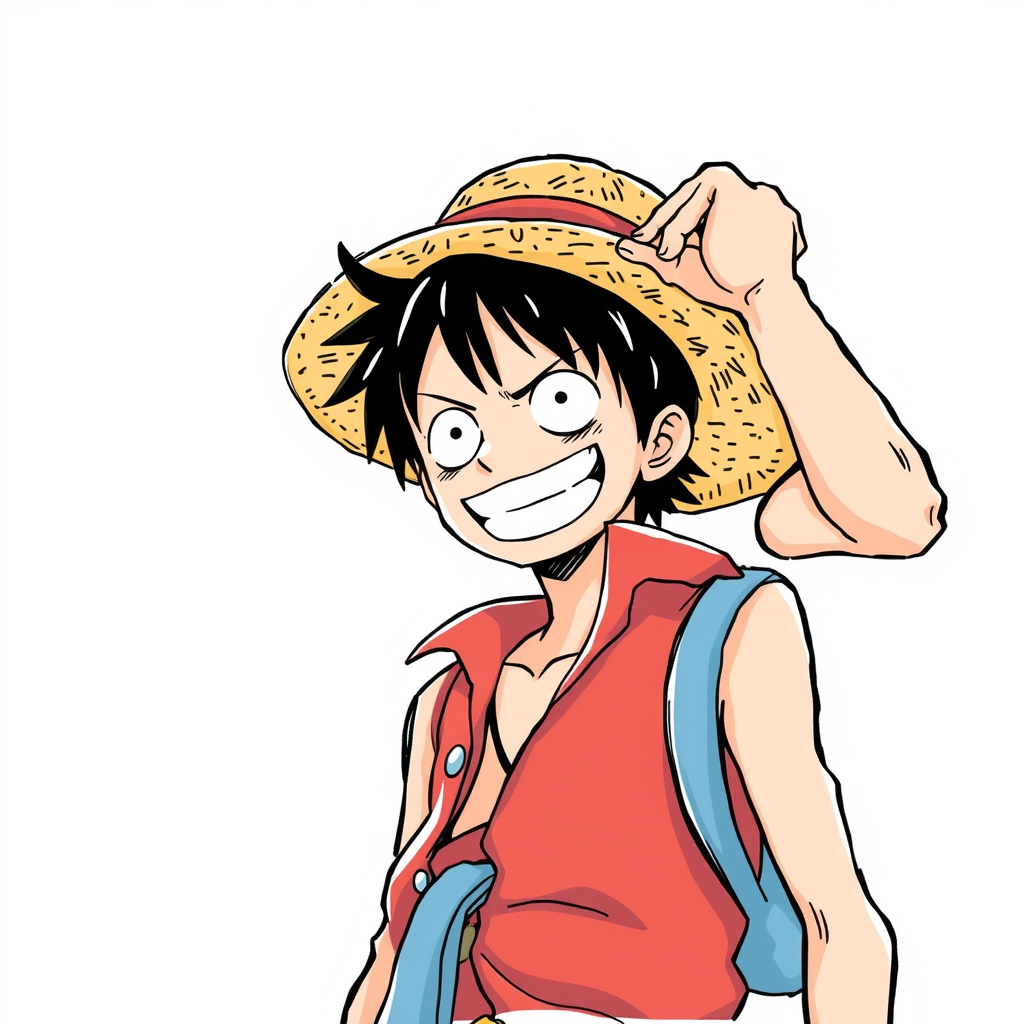 Monkey D. Luffy in a Studio Ghibli drawing