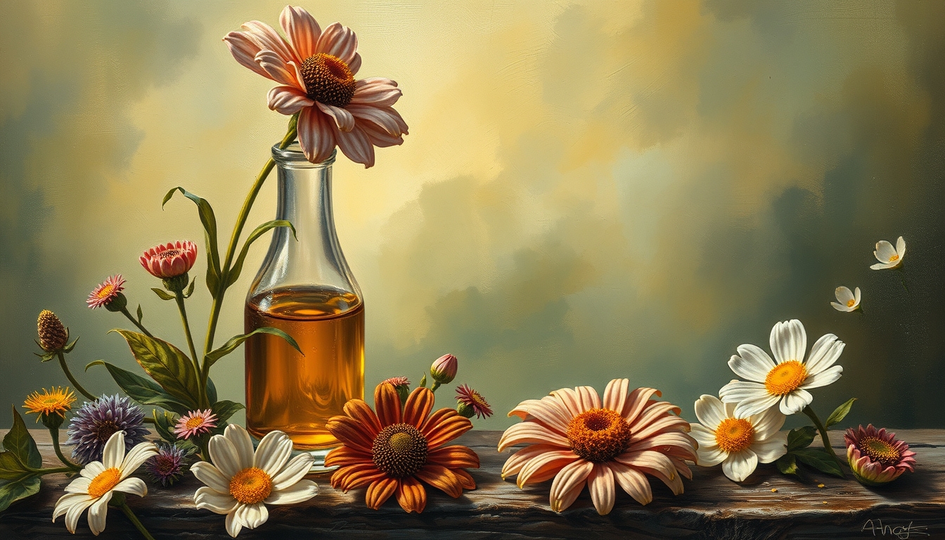 oil and flowers - Image