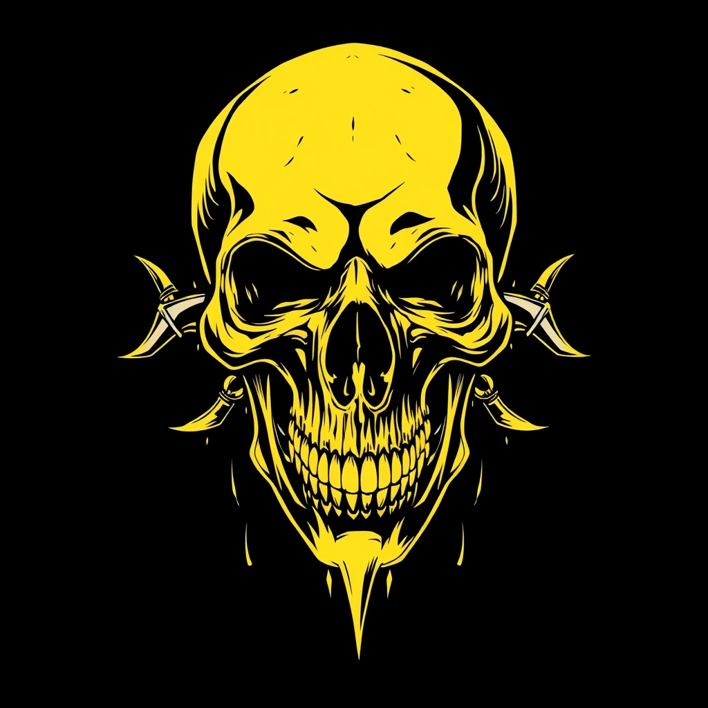 SICK " SKULL HEAVY METAL STENCIL, TSHIRT DESIGN ARTRick Griffin design art, BLACK background