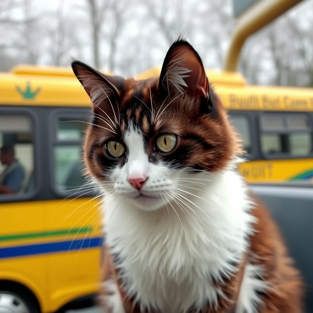 "A cat for a while, this cat is actually a bus." - Image