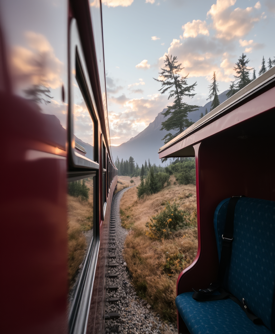 Beautiful view of the train, romantic travel.