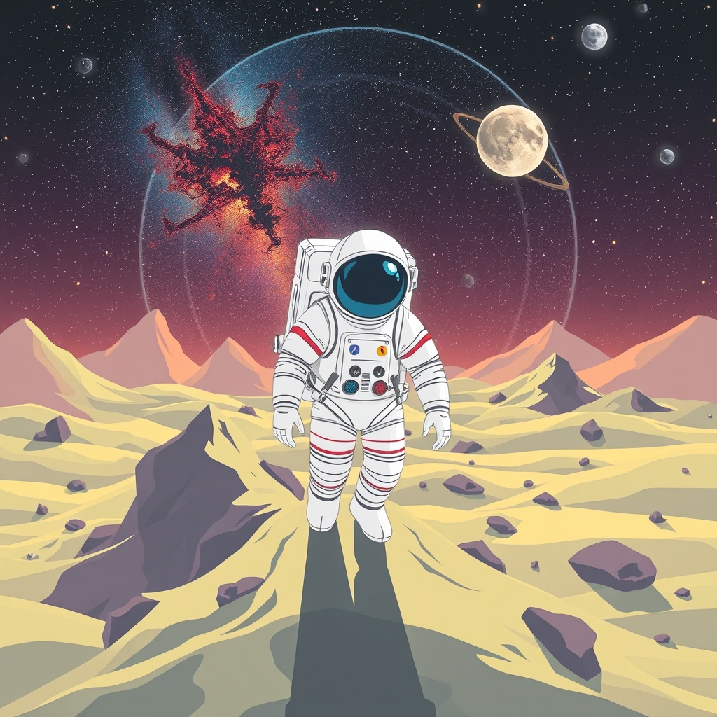 Astronaut in Cosmic Landscape