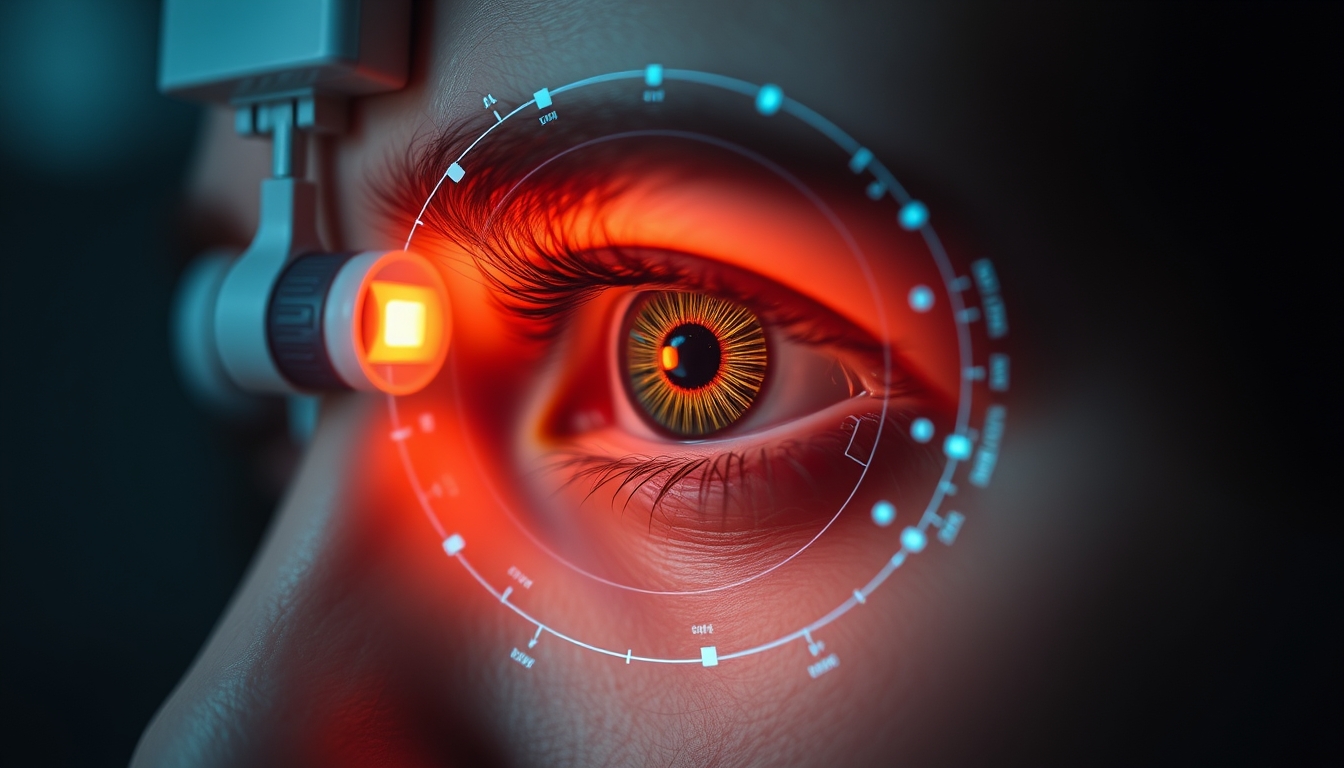 A human eye augmented with a digital interface, scanning information. - Image