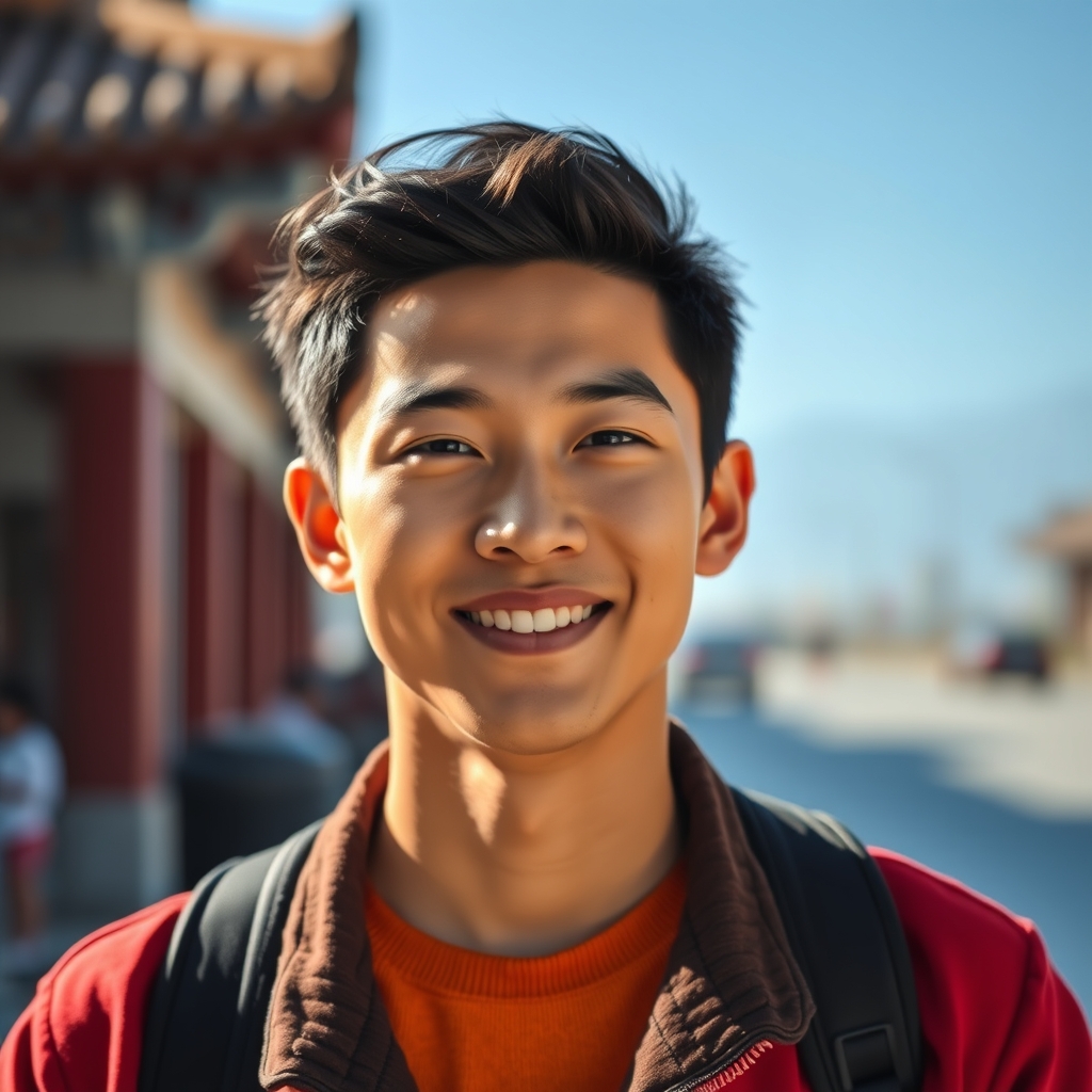 A sunny and handsome young Chinese man. - Image