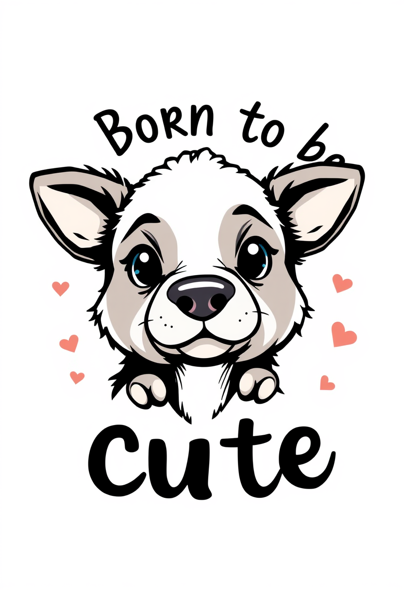 "Born to be Cute", professional T-shirt vector design isolated on a white background. - Image