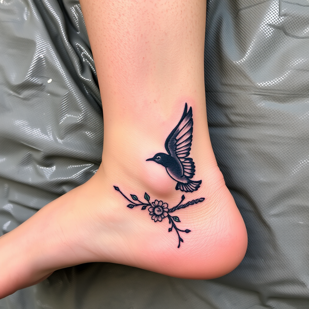 Tattoo image, outer side of the ankle