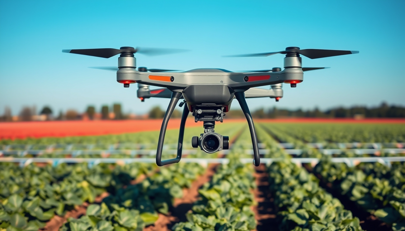 Smart agriculture with drone monitoring, representing tech-driven farming. - Image