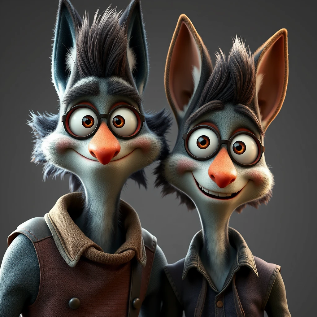 Create a realistic, photorealistic human version image of Mordecai and Rigby. - Image