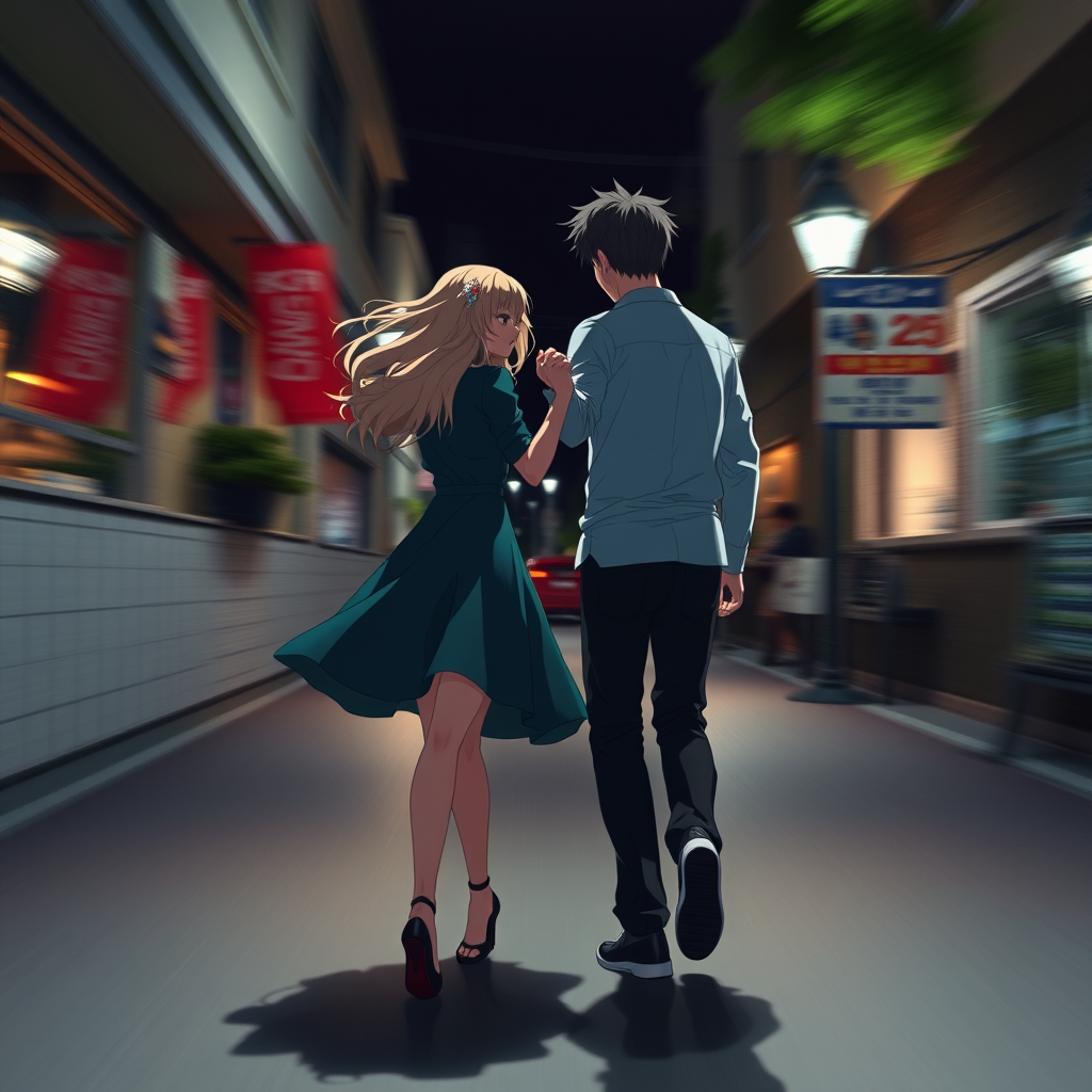 Super Slow Motion Shot of anime couple dancing Moving Towards Camera - Image