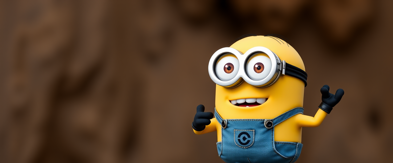 Minion with iPhone 16 Pro Max, wallpaper, 8K, iPhone Max, MacBook Pro Max.