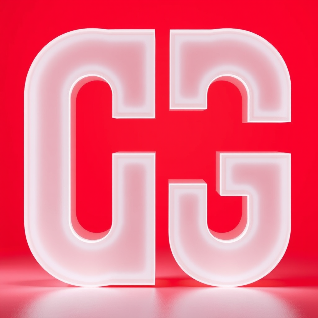 A letter "G" made of gas in a light red background, realistic photograph. - Image