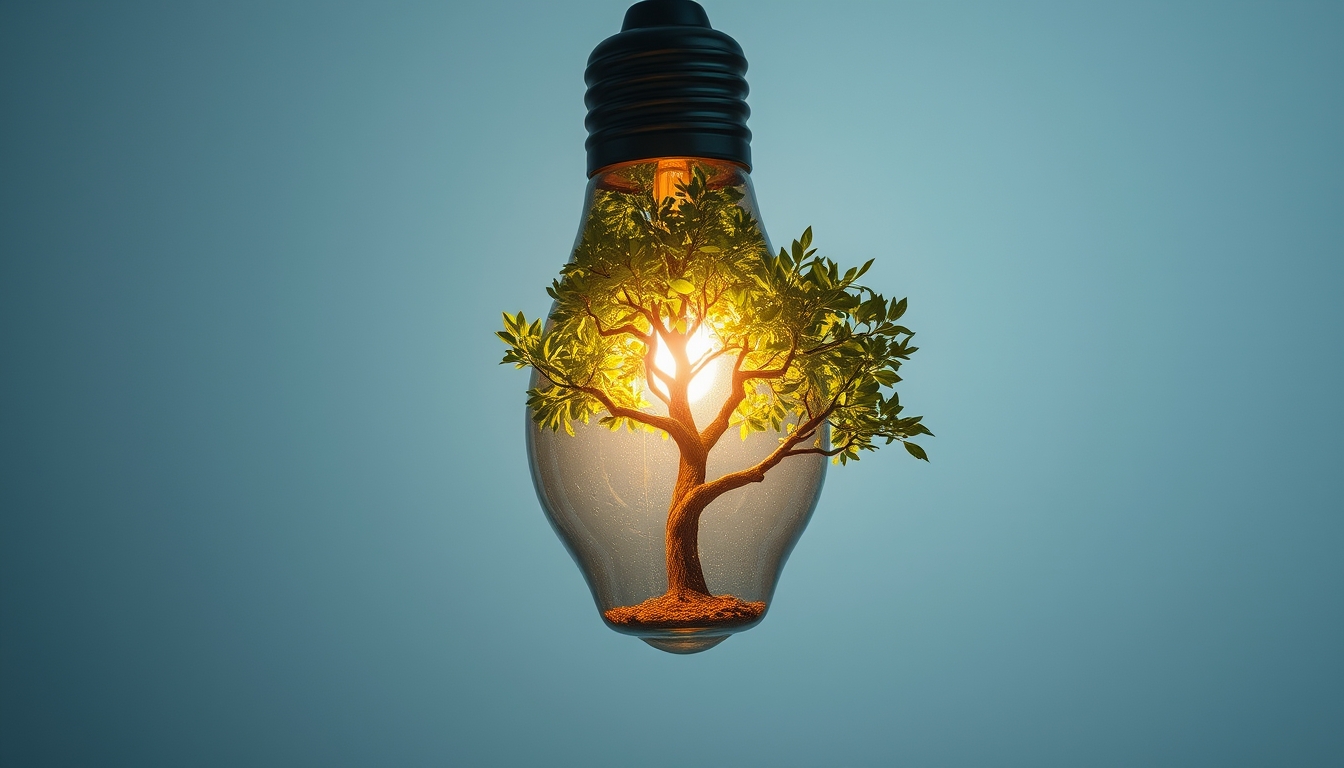 A Tree Inside a Light Bulb as an Emblem of Conservation and Eco-Friendly Technology - Image