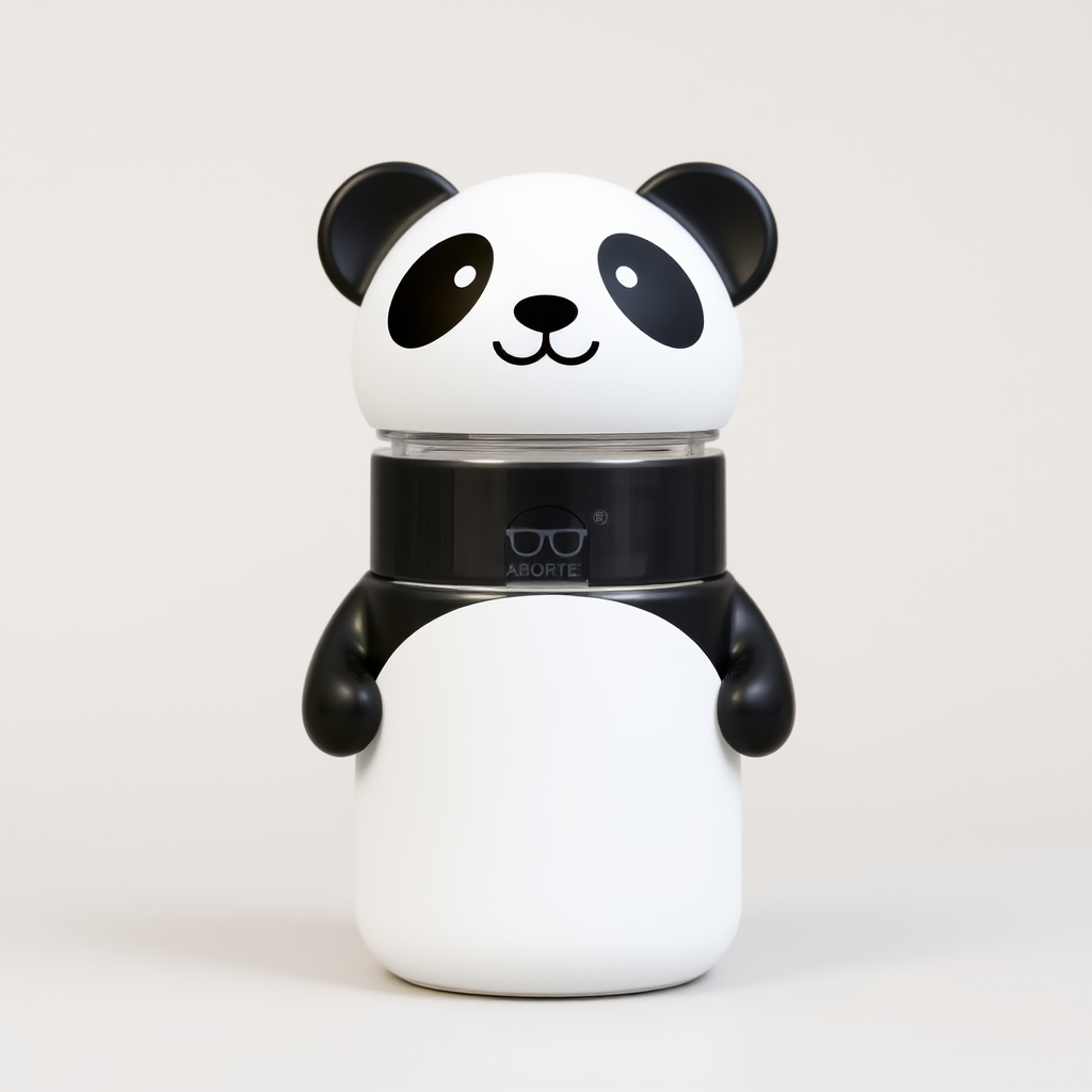 A panda-shaped water bottle. - Image