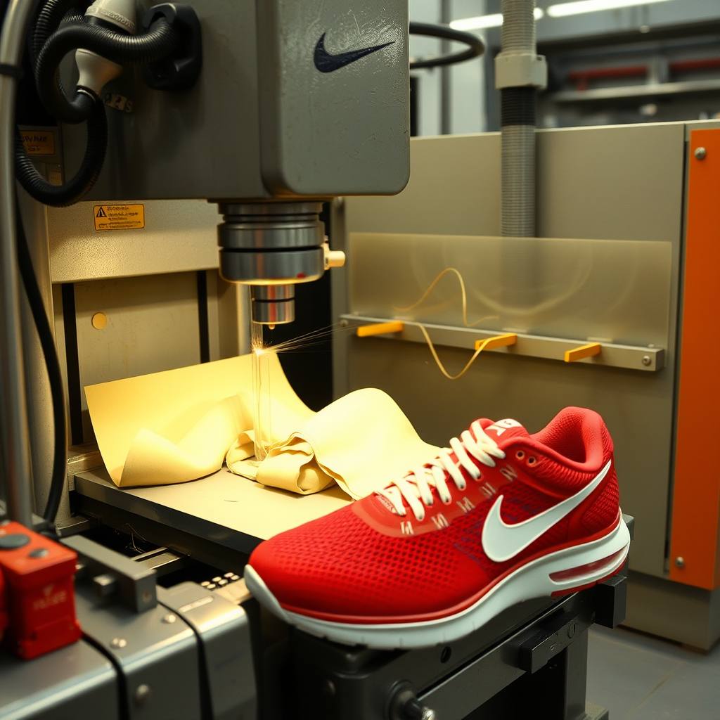 Auto machine tools for process cutting create Nike shoes.