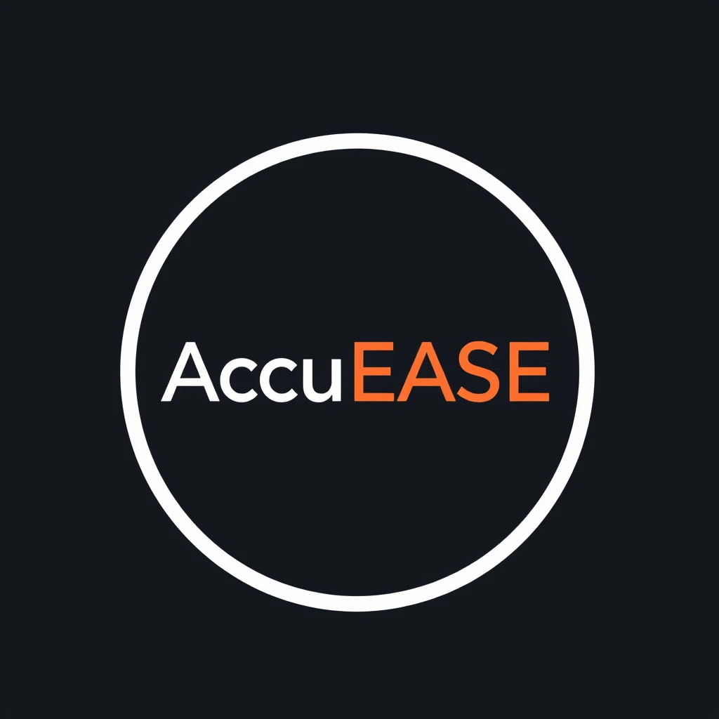 A logo for a data mastery application named "AccuEASE" with the letter A that has IT nuances.