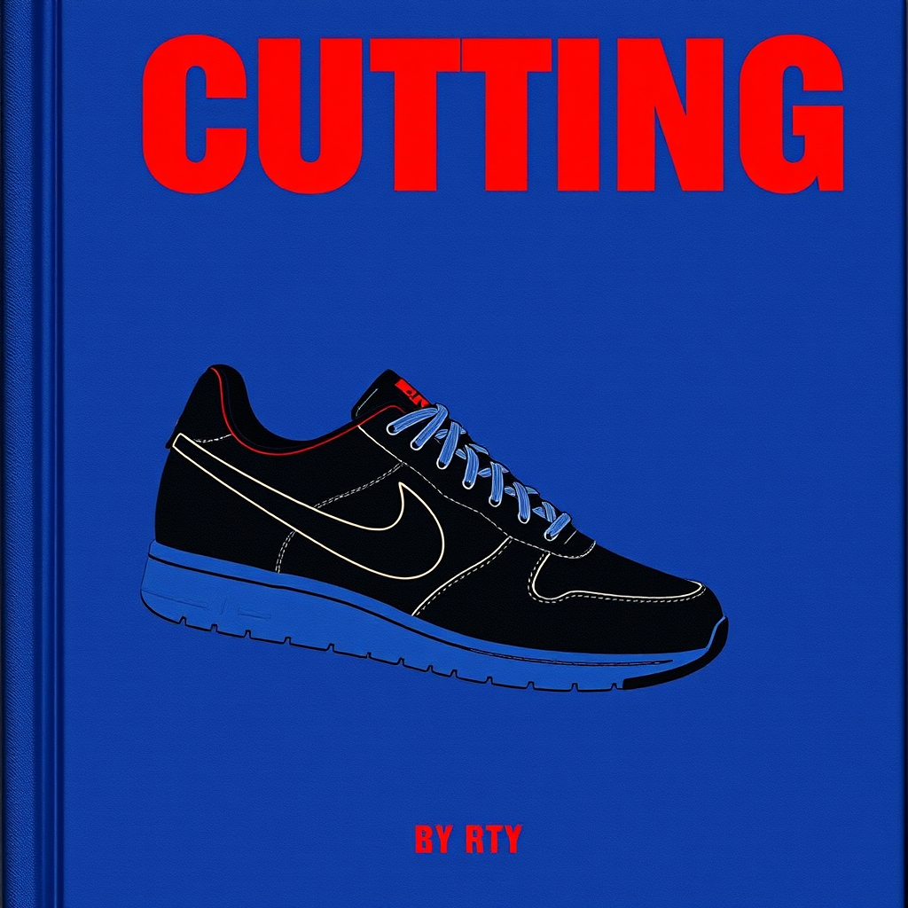 Book about 'cutting', with company 'RY', for creating modern Nike shoes. - Image