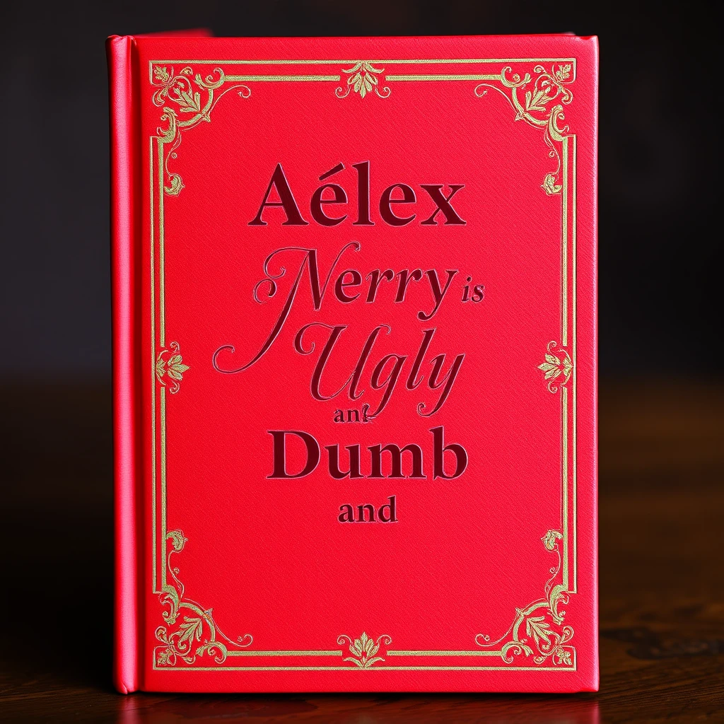 A red fancy book with the title: Álex Nery is Ugly and Dumb. - Image