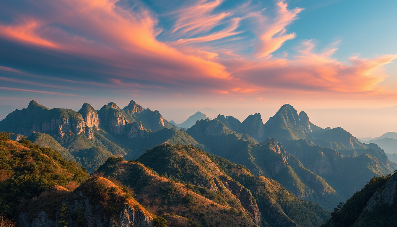 "Output a computer wallpaper photo of Wugong Mountain, resolution 4K."