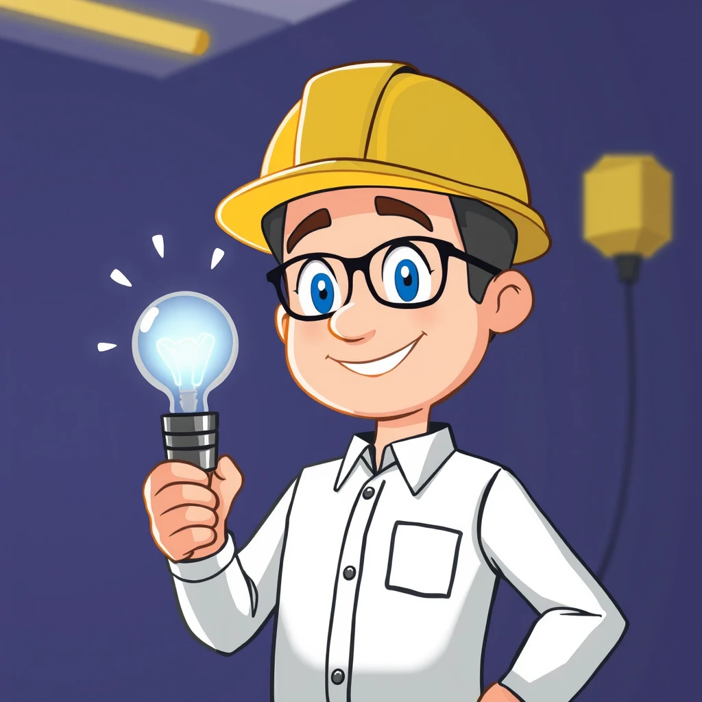 Create a company character that provides solutions for saving electrical energy. - Image