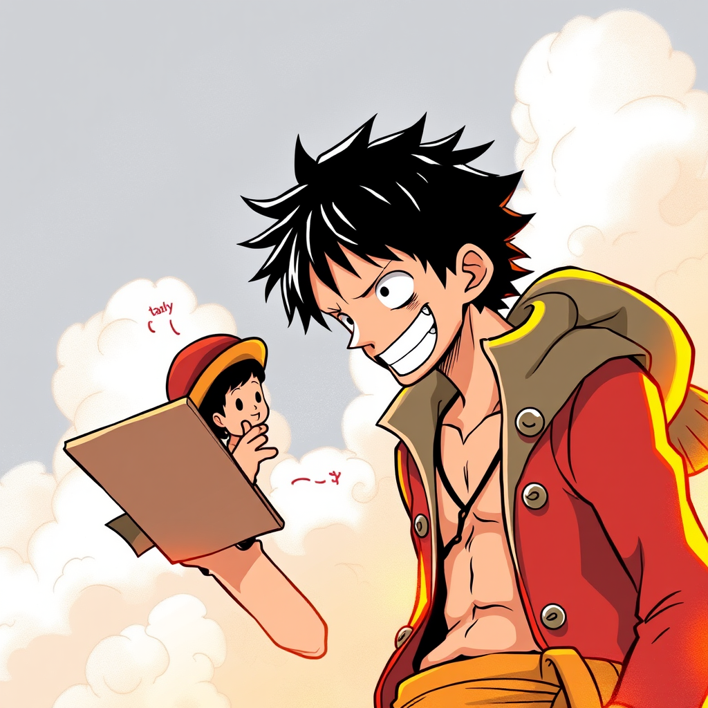 Luffy and text Nishal - Image