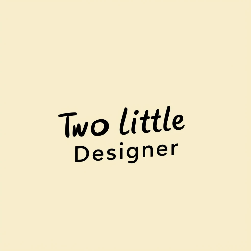 'a minimalist logo of the writing: "Two Little Designer"'