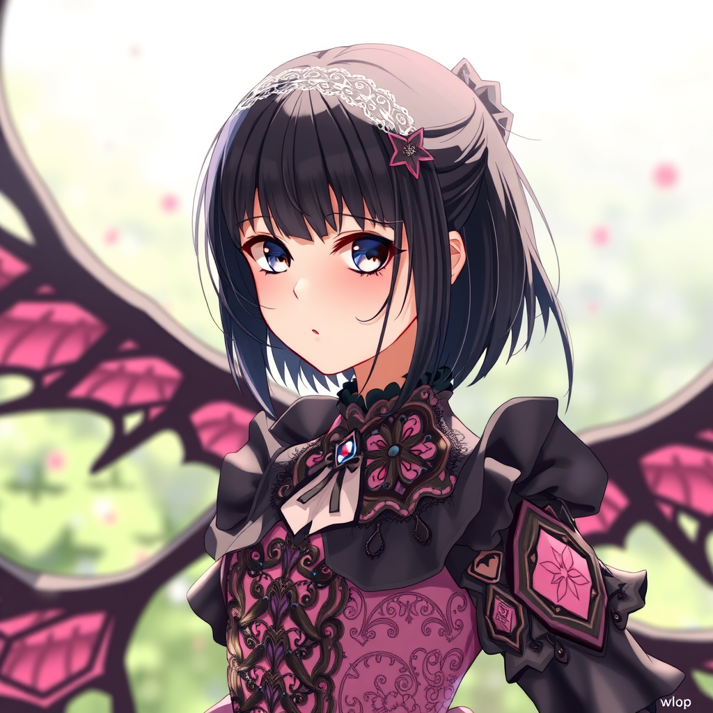 Anime artwork of Mikasa Ackerman in a detailed intricate pink and black dress, by wlop, 8k, beautiful details. - Image