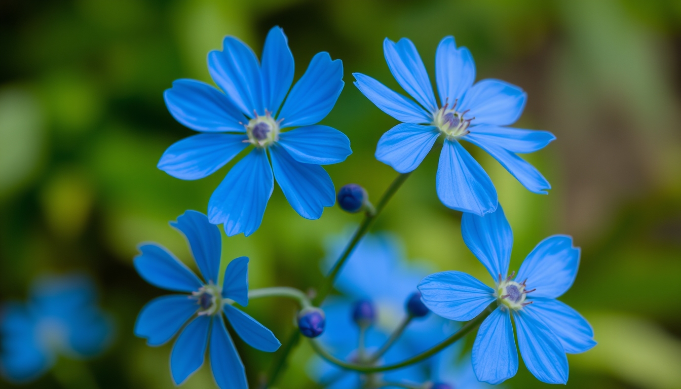 Blue Flowers with Blurred Background - Image