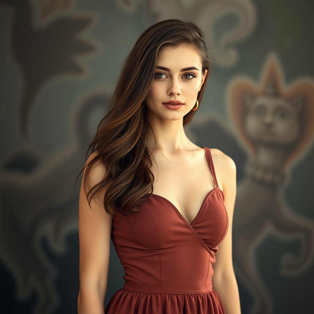 A natural beauty female, 26 years old, Russian female wearing a dress.