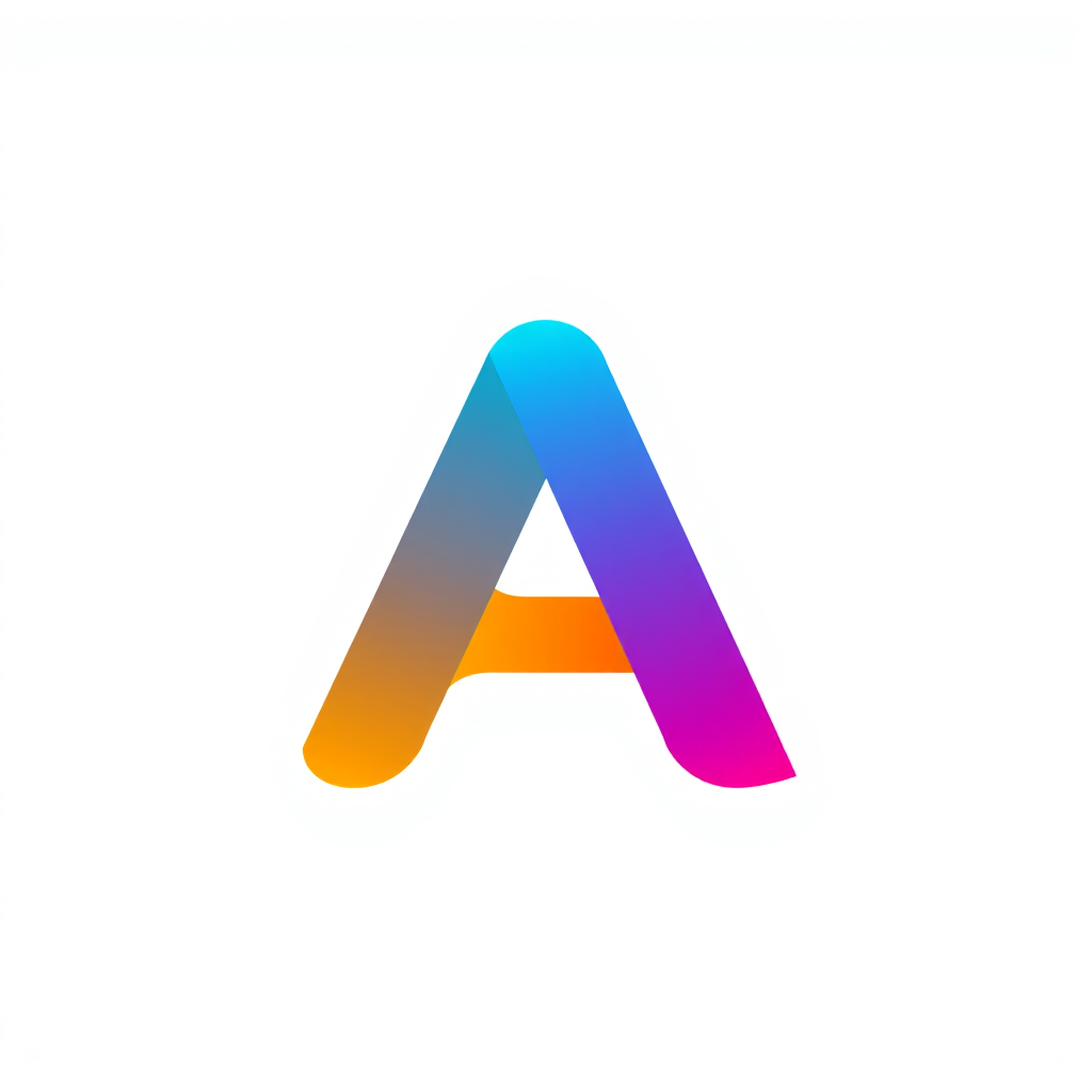 A logo with the letter A in an rgb(20,147,220) and rgb(76,212,244) palette features an abstract IT expression with a background-free design.