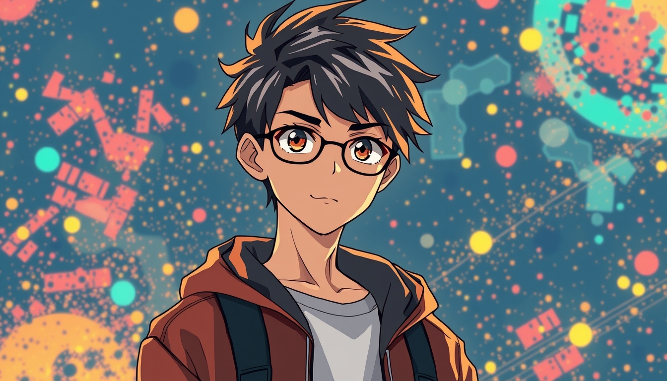 boy, smart and cool, anime, abstract background, 32K UHD, high detailed