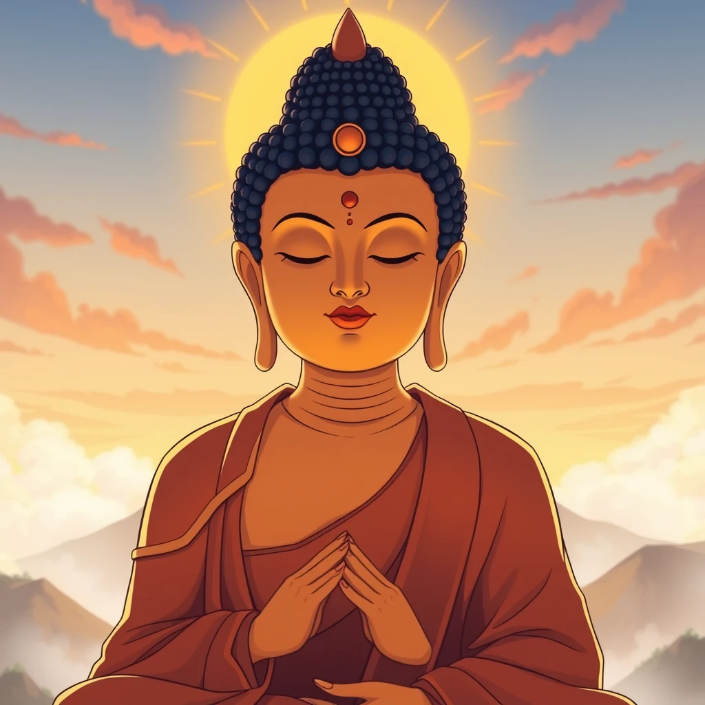 an image of Buddha in anime version