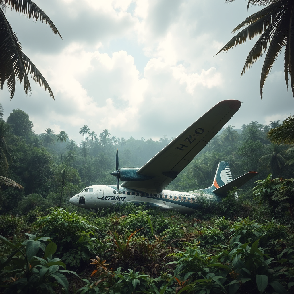 A plane crashed in the jungle.