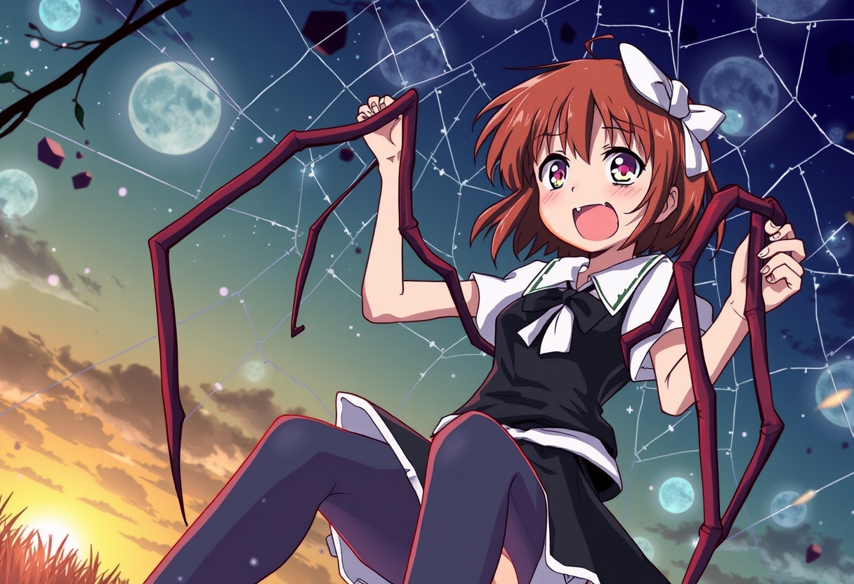 Spider bite a screaming girl anime