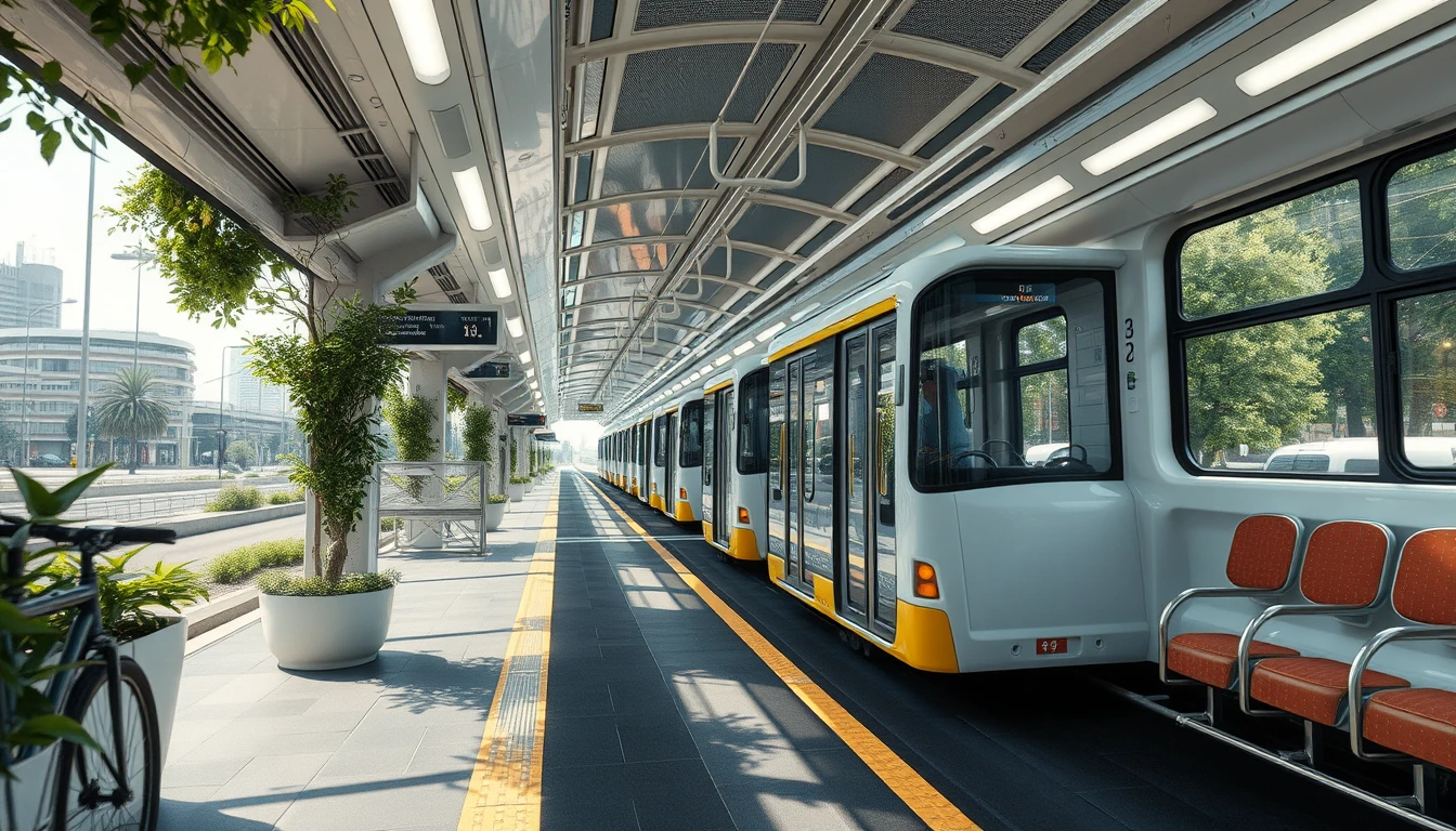 Eco-friendly public transportation, octane render, 32k, UHD