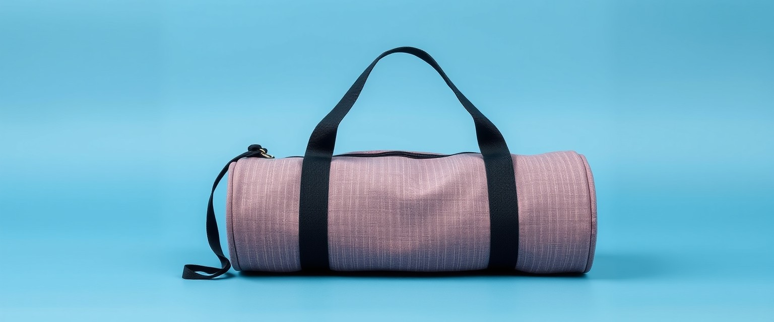 Yoga mat bag for sporty women, single color low saturation bag, single color background, no human. - Image