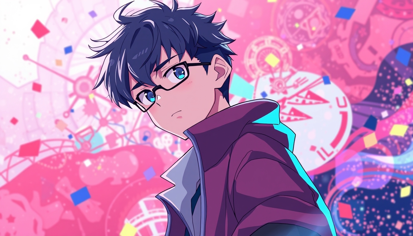 boy, smart and cool, anime, abstract background, 32K UHD, high detailed - Image