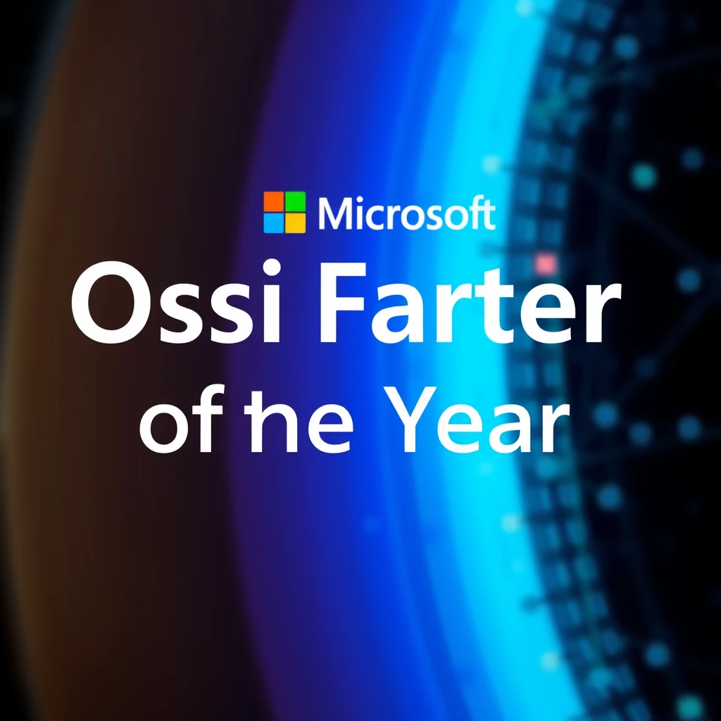 Create a Microsoft-themed background image with readable text "Ossi Farter of the Year". Add a generative AI-related graphic.