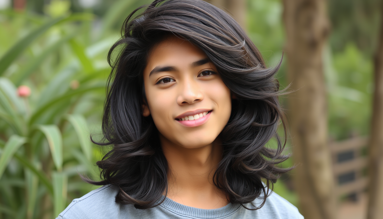 Handsome teenager from Indonesia with very great hair.