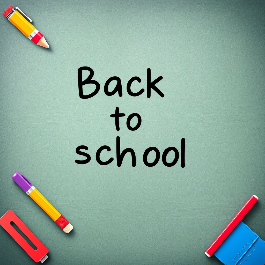 Back to school background, words say "Back to school".