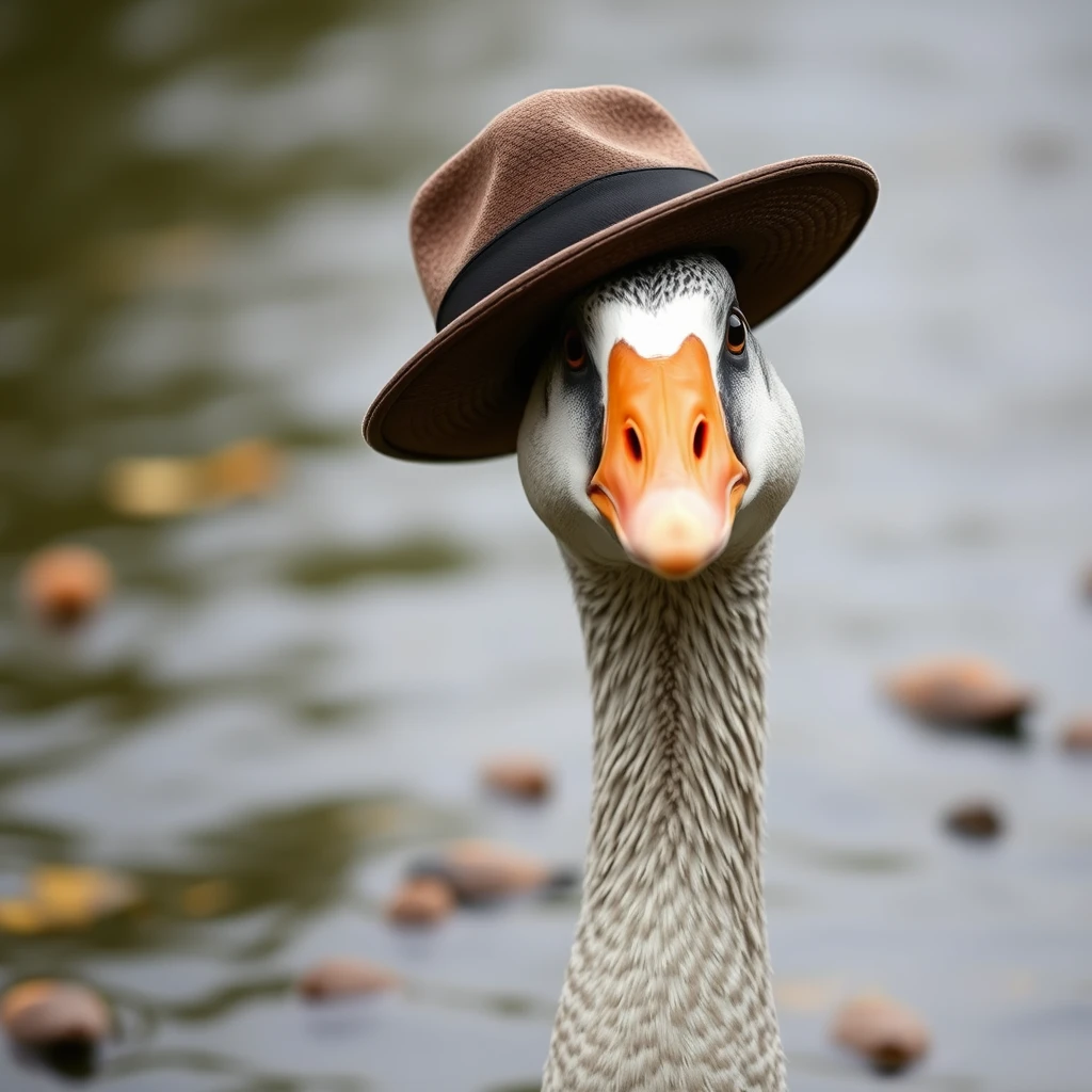 a very silly goose wearing a hat