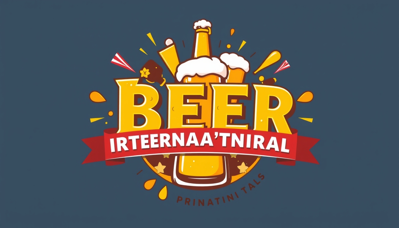 International beer-themed graphic design, vibrant and fun.