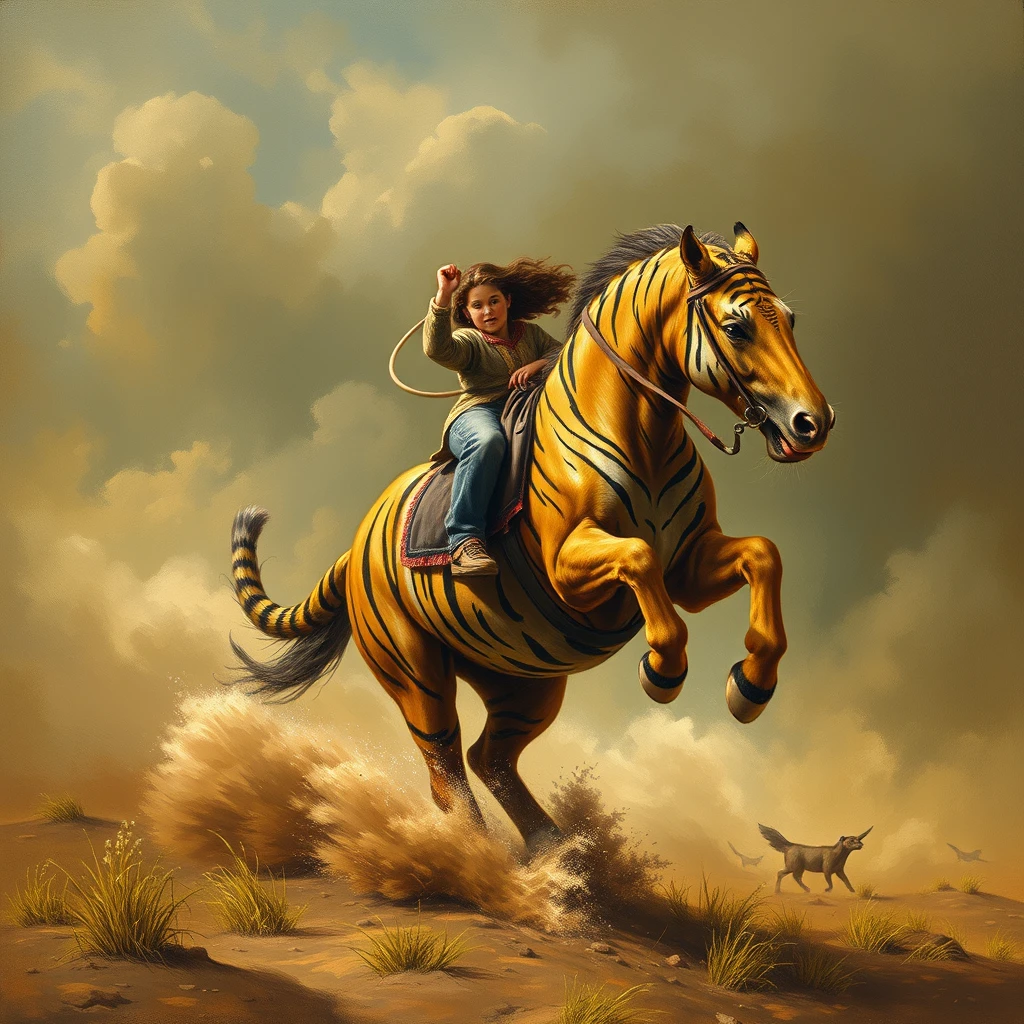 'A tiger riding a horse' - Image