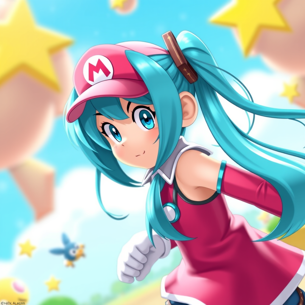 Hatsune Miku in Super Mario game