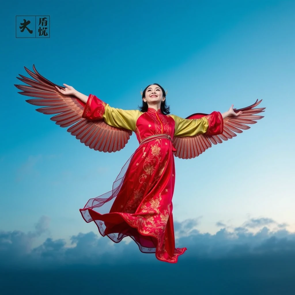 "Chinese singer Xu Song has wings and flies in the sky." - Image