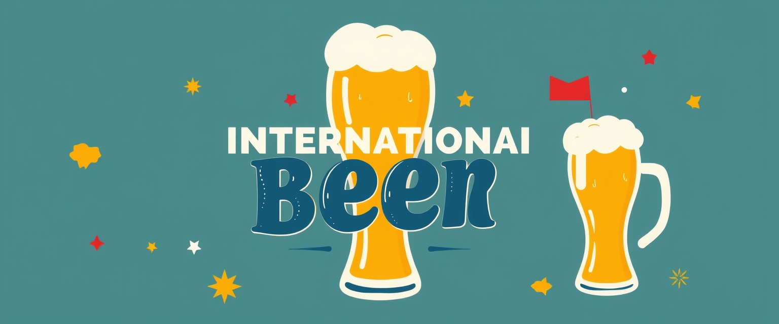 International beer-themed graphic design for vibrant and fun.