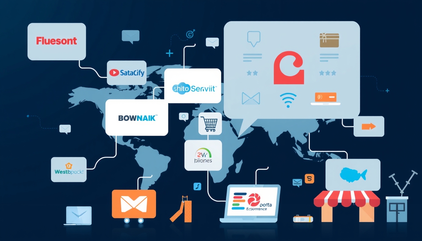 Digital marketplace with diverse e-commerce platforms, illustrating online economy. - Image