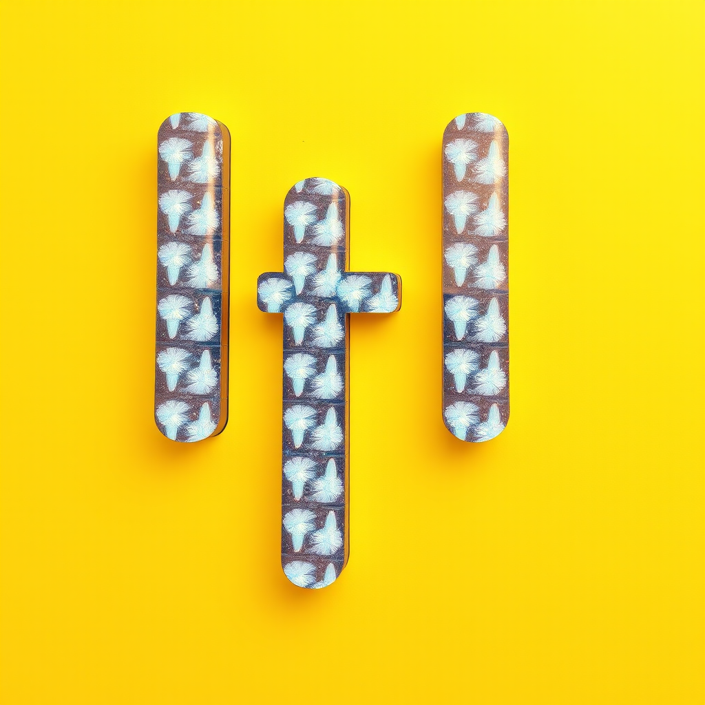 A letter "I" made of isotopes, yellow background, realistic photograph. - Image