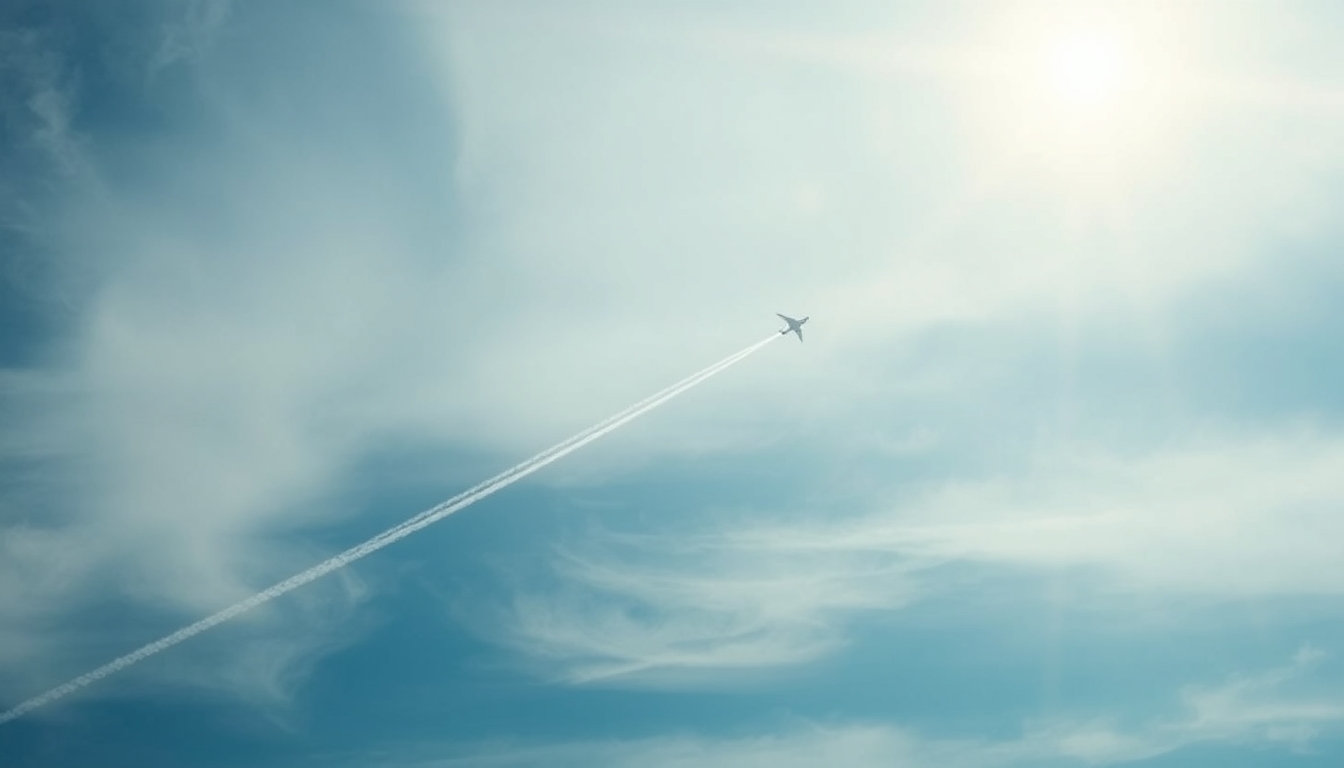 airplane trail in sky - Image